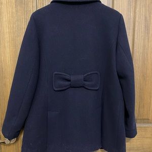 Kate Spade Bow-Back Double Breasted Peacoat Wool Blend Deep Navy XL.  NWOT
